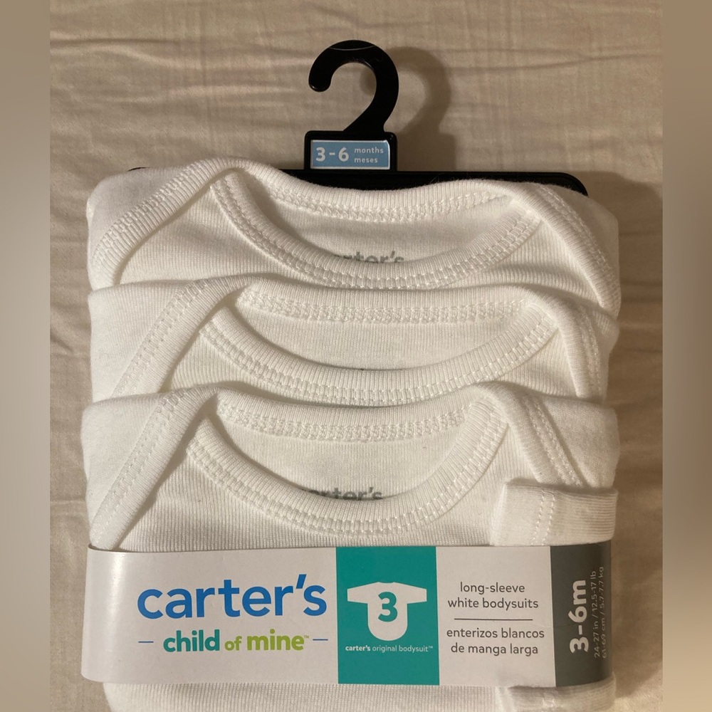 NWT Carter's White Long-Sleeve Bodysuits 3 pack